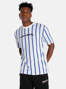 Puma - Team Striped Mens White T-shirt