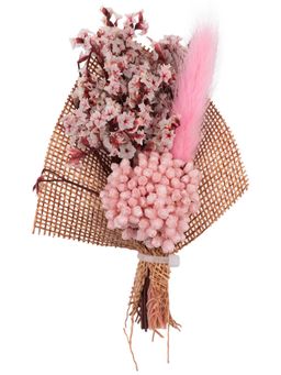 The Tie Hub - Baby's Breath White Flower With Pink Feather Wedding Boutonniere