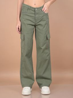 CRIMSOUNE CLUB - Women Olive Solid Relaxed Fit Women's Jeans