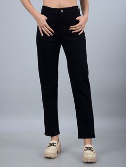 CRIMSOUNE CLUB - Women Black Solid Straight Fit Women's Jeans
