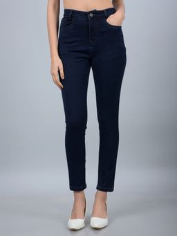 CRIMSOUNE CLUB - Women Navy Blue Solid Skinny Fit Women's Jeans