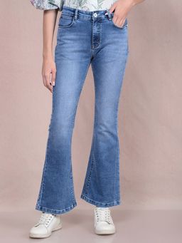 CRIMSOUNE CLUB - Women Blue Solid Bootcut Fit Women's Jeans
