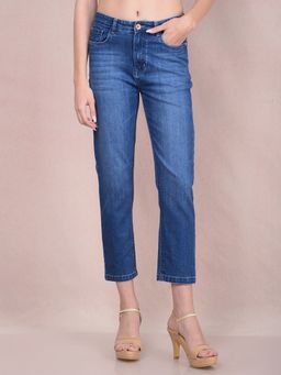 CRIMSOUNE CLUB - Women Blue Solid Straight Fit Women's Jeans