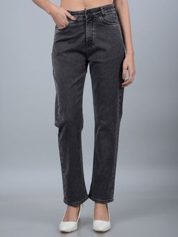 CRIMSOUNE CLUB - Women Grey Solid Straight Fit Women's Jeans