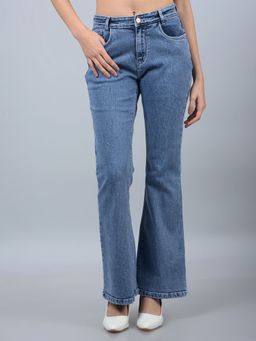 CRIMSOUNE CLUB - Women Blue Solid Bootcut Fit Women's Jeans