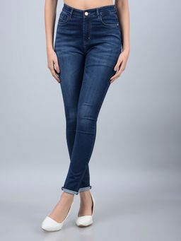 CRIMSOUNE CLUB - Women Navy Blue Solid Skinny Fit Women's Jeans