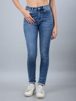 CRIMSOUNE CLUB - Women Blue Solid Skinny Fit Women's Jeans