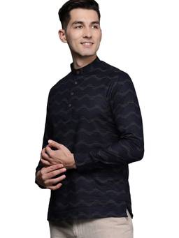 Manyavar - Men's Blue Cotton Short Fit Casual Wear Short Kurta