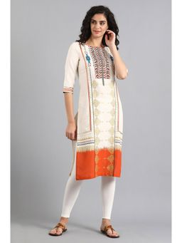 W - Off White & Multi-Color Printed Kurta