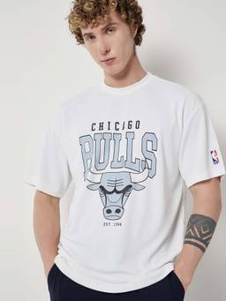 max - White Polyester Half Sleeves Crew Neck Printed T-Shirt