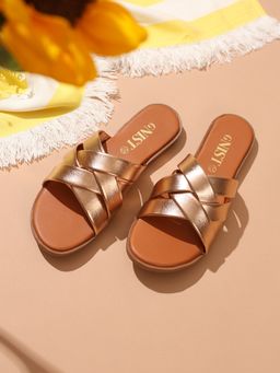 GNIST - Strappy Slip On Rose Gold Flats