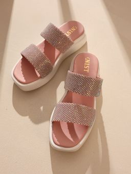 GNIST - Embellished Flatform Pink Sandal Heels