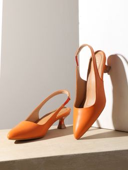 GNIST - Sling Back Orange Kitten Pump Heels