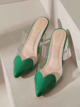 GNIST - Love Heart Transparent Green Heels