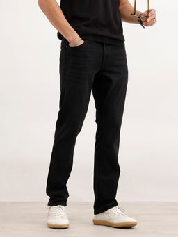 WROGN - Straight Fit Solid Denim Black Jeans