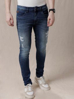 WROGN - Distressed Tapered Fit Navy Blue Jeans