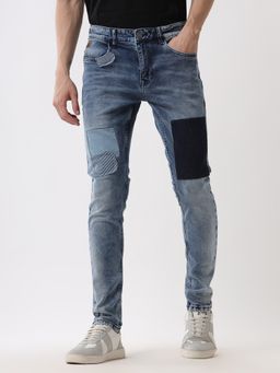 WROGN - Patchwork Medstone Navy Blue Jeans