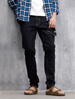 WROGN - Dark Blue Solid Slim Tapered Jeans