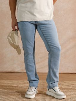 WROGN - Light Blue Solid Heavy Fade Straight Fit Jeans