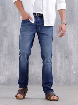 WROGN - Blue Mild Distressed Straight Fit Jeans