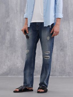 WROGN - Solid Anti Fit Distressed Blue Jeans