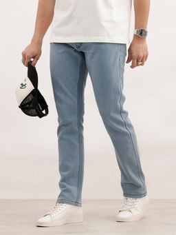 WROGN - Solid Light Blue Straight Fit Denim Jeans