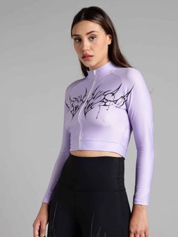 XTREMEX - High Neck Grace Cropped Compression Zipper Full Sleeves T-Shirt