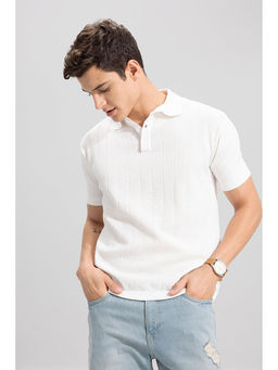 Snitch - Men White Canyon Textured Polo T-Shirt