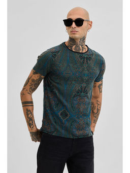 Snitch - Men Multi-Color Artic Paisley Printed T-Shirt