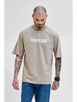 Snitch - Men Beige Graphic Printed Relaxed Fit T-Shirt