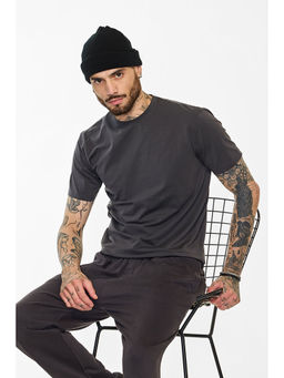 Snitch - Men Grey Core Lab Solid Slim Fit T-Shirt