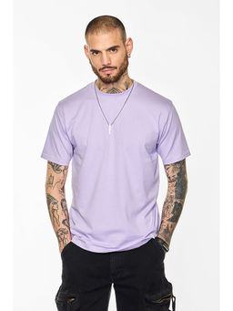 Snitch - Men Lavender Core Lab Solid Slim Fit T-Shirt
