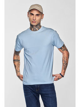 Snitch - Men Light Blue Core Lab Solid Slim Fit T-Shirt