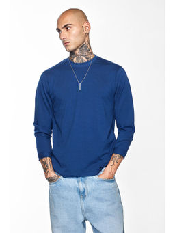 Snitch - Men Navy Blue Core Lab Solid Slim Fit T-Shirt