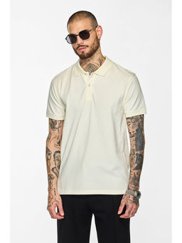 Snitch - Men Cream Core Lab Solid Polo T-Shirt