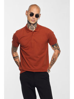 Snitch - Men Rust Core Lab Solid Polo T-Shirt