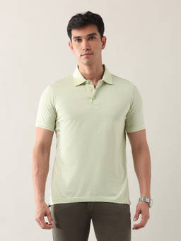 Arrow - Men Green Stripes Cotton Polo T-Shirt