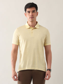 Arrow - Men Yellow Stripes Cotton Polo T-Shirt
