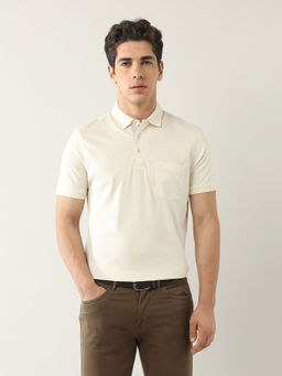 Arrow - Men Cream Regular Fit Front Pocket Polo T-Shirt