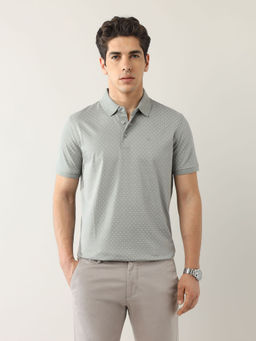 Arrow - Men Grey Printed Cotton Polo T-Shirt