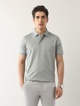 Arrow - Men Grey Printed Front Pocket Polo T-Shirt