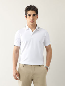 Arrow - Men White Textured Regular Fit Polo T-Shirt