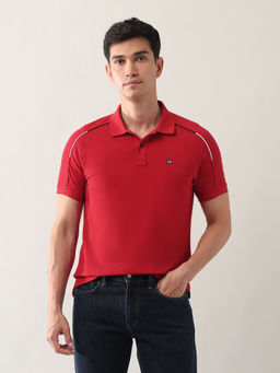 Arrow Sports - Men Red Solid Regular Fit Polo T-Shirt
