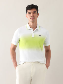 Arrow Sports - Men White and Green Ombre Regular Fit Polo T-Shirt