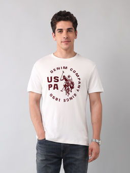 U.S. Polo Assn. Denim Co. - Men White Brand Printed Americana T-Shirt