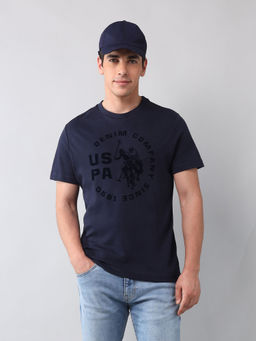 U.S. Polo Assn. Denim Co. - Men Navy Blue Brand Printed Americana T-Shirt