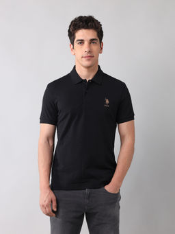 U.S. Polo Assn. Denim Co. - Men Black Slim Fit Black Label Polo T-Shirt