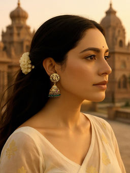 Kalakrith Milano - Women Green Radha Krishna Jhumka Earrings