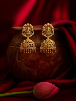 Kalakrith Milano - Women Maroon Lakshmi Jhumka Earrings