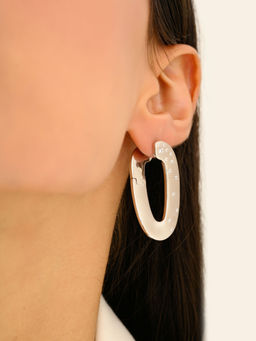 METALM - Women 925 Silver Daily Wear Gold Plated U Link Hoop Earrings